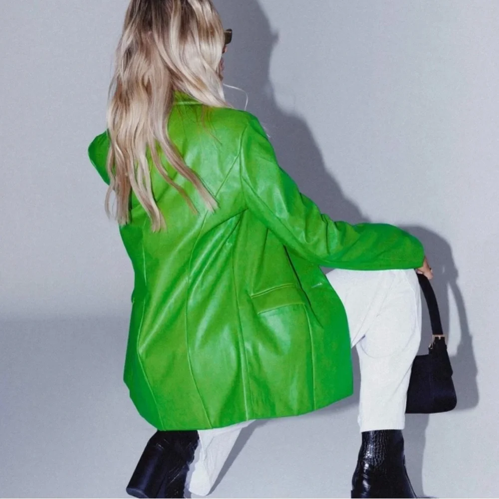 Princess Polly Jenner PU blazer green